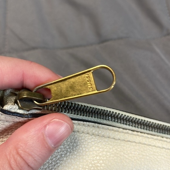 Gucci Cream Logo Zip Up Leather Suede Large Portfolio Pouch Clutch - Picture 5 of 16